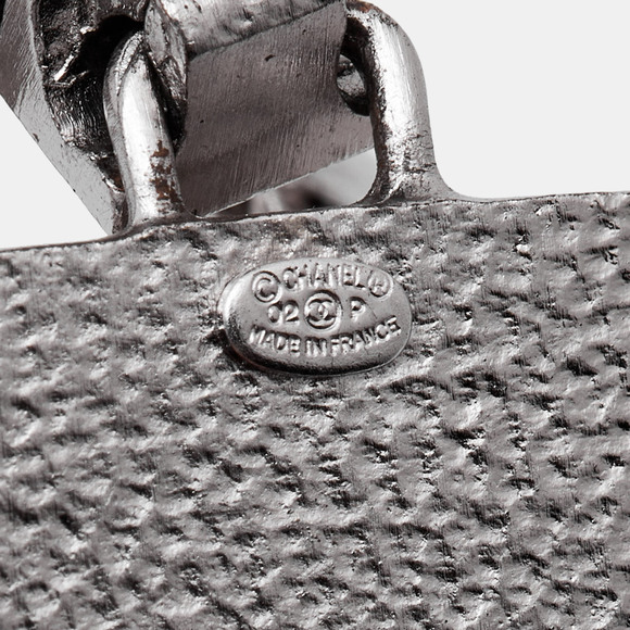 CHANEL Logo Crystal Silver Tone Necklace - Picture 6 of 7